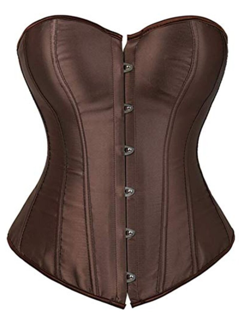 Satin Overbust Corset Top with Busk Closure and Lace-Up Back